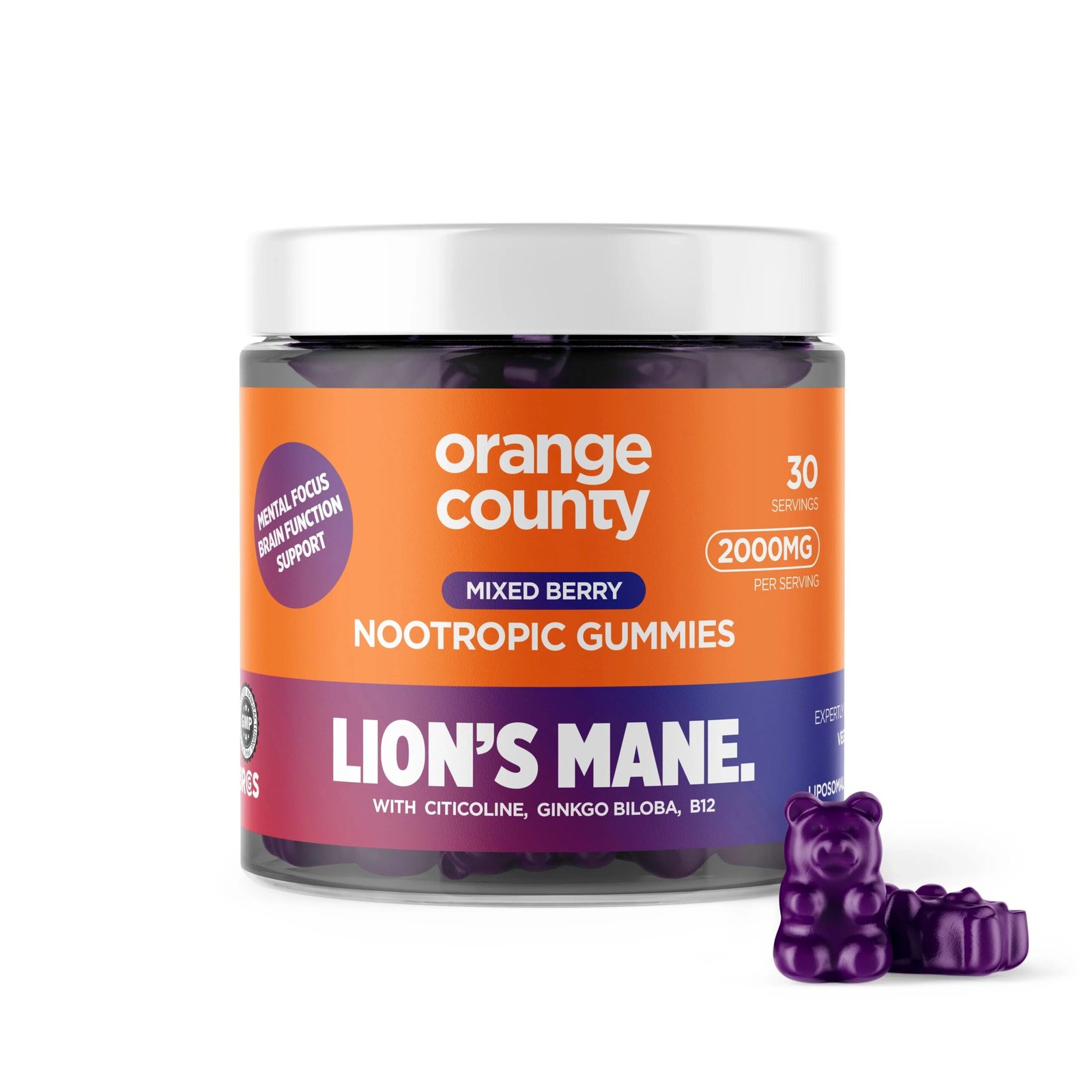 Orange County Lion’s Mane Gummies Mixed Berry 2000mg