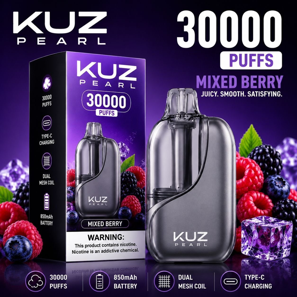 KUZ PEARL MIXED BERRY – 30000 PUFFS